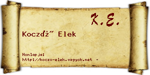 Koczó Elek névjegykártya